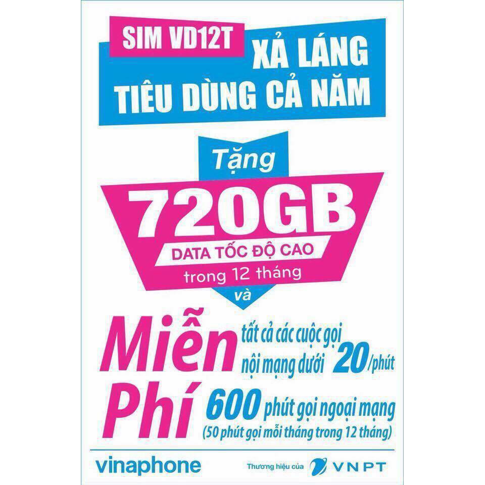 [Mã 66ELHASALE hoàn 7% đơn 500K] SIM 4G VINA VD89 TRỌN GÓI 12 THÁNG KHÔNG NẠP TIỀN