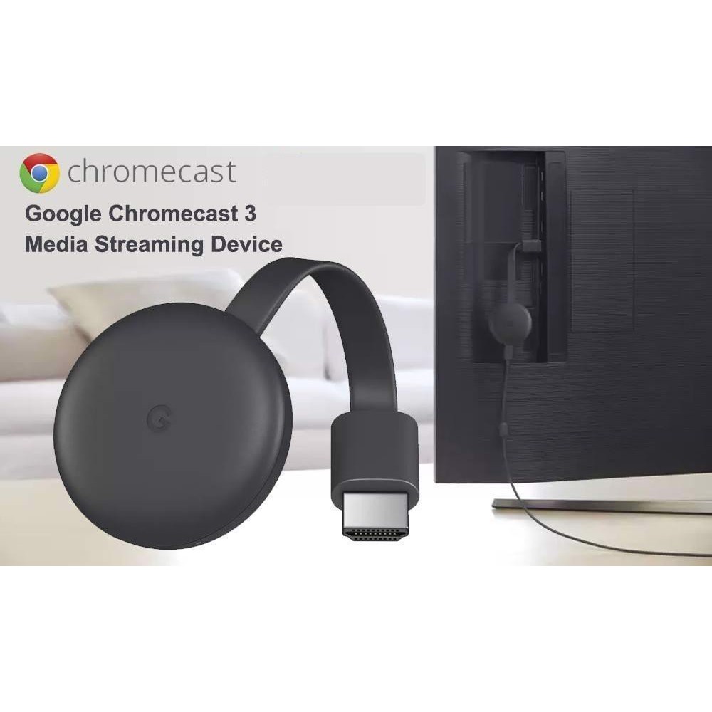 Google Chromecast 3 - thiết bị trình chiếu cho Tivi, Máy chiếu, điều khiển giọng nói, xem phim, xem camera, chuông hình.