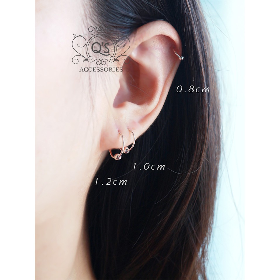 Khuyên tai bạc bi tròn vòng khoen vành đeo mũi môi bông tai nam kẹp vành S925 MINIMAL Silver Earrings QA SILVER