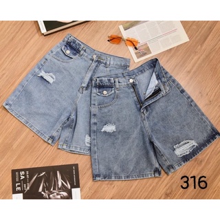 Quần jeans ngố lai cuốn túi nắp rách mảng