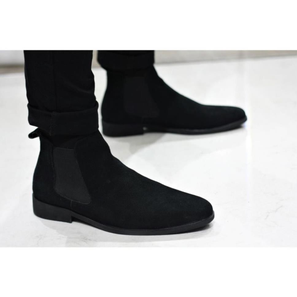 Tết Mới Xả -giày chelsea boot cổ cao da bò lộn 4 Màu : Đen - Xám Nhạt - Vàng - Vàng Bò (2H - 56) D23 . $ !