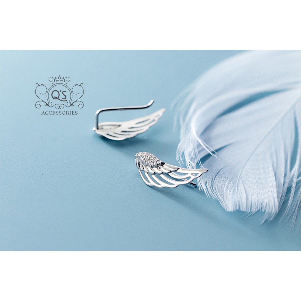 Khuyên tai bạc 925 hạt charm đa giác kẹp vành bông nam nữ S925 HOOP QA SILVER Earrings EA230404