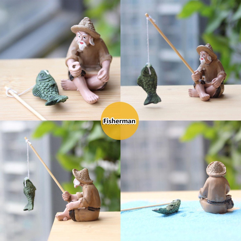 1 Bức Tượng Ngư Dân Trang Trí Bể Cá
