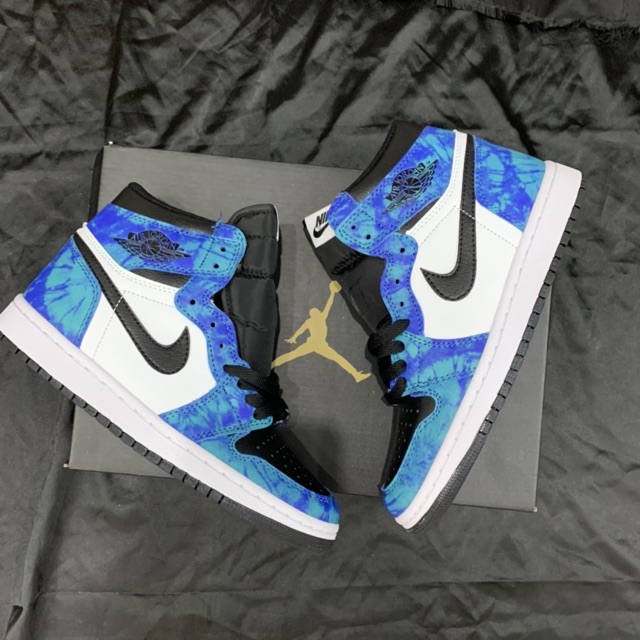 (fullbox +bill) Giầy Jordan 1 tie dye xanh cao cấp