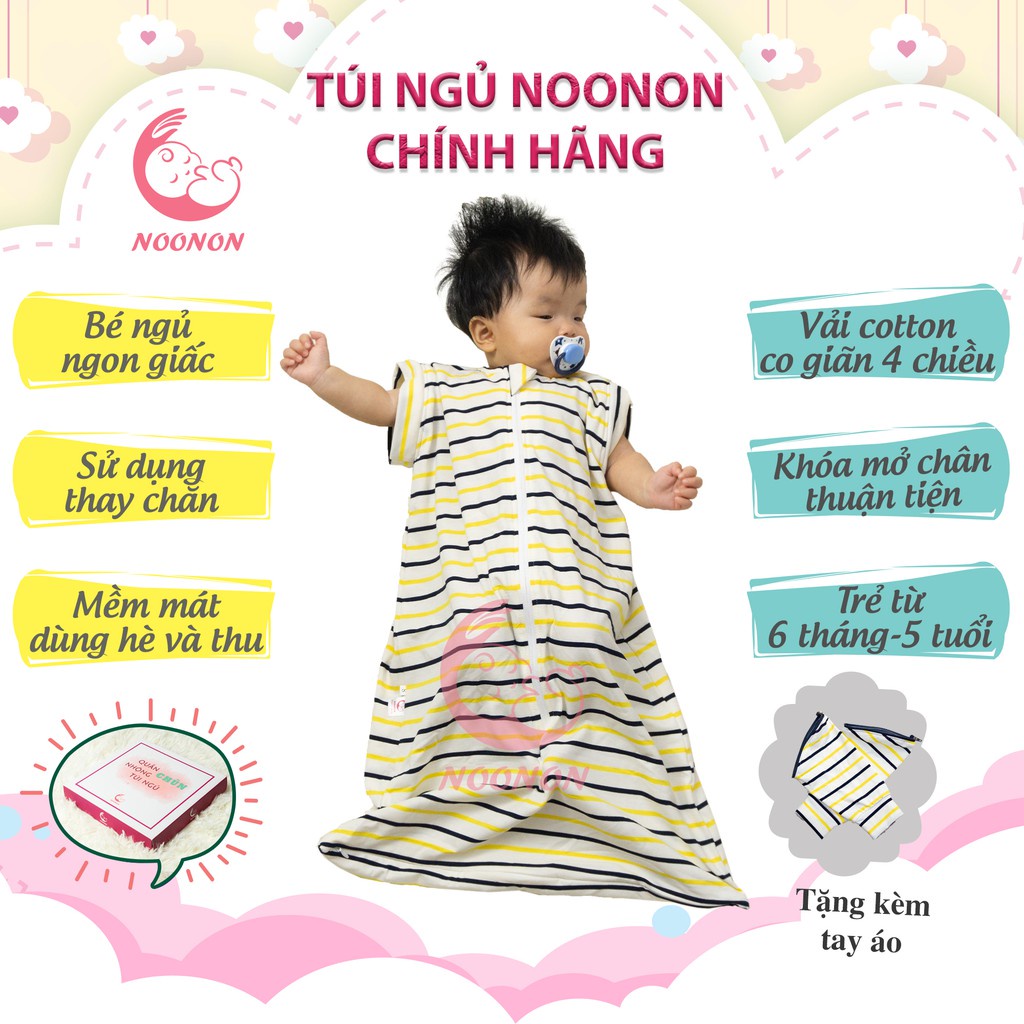 Túi Ngủ Cho Bé Mùa Hè - Chũn Ngủ Tháo Rời Ống Tay Vải Cotton Siêu Mát, Chăn Cho Bé Đi Học