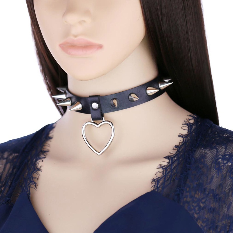 Vòng Cổ Choker Da Pu Phong Cách Gothic Punk Có Thể Điều Chỉnh Cho Nam Và Nữ