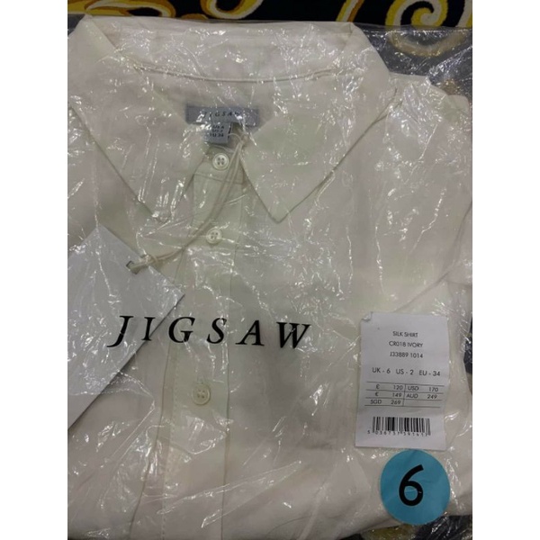 Áo sơ mi lụa trắng Jigsaw Silk Shirt J33889