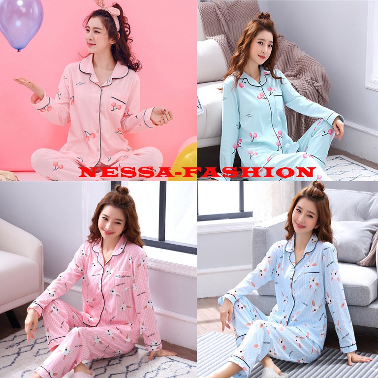 Bộ đồ ngủ nữ cotton bộ đồ nữ dài tay - Đồ mặc nhà mùa đông nữ dễ thương BĐN06