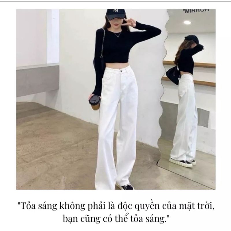 Quần bò ống rộng trơn máy gấu
