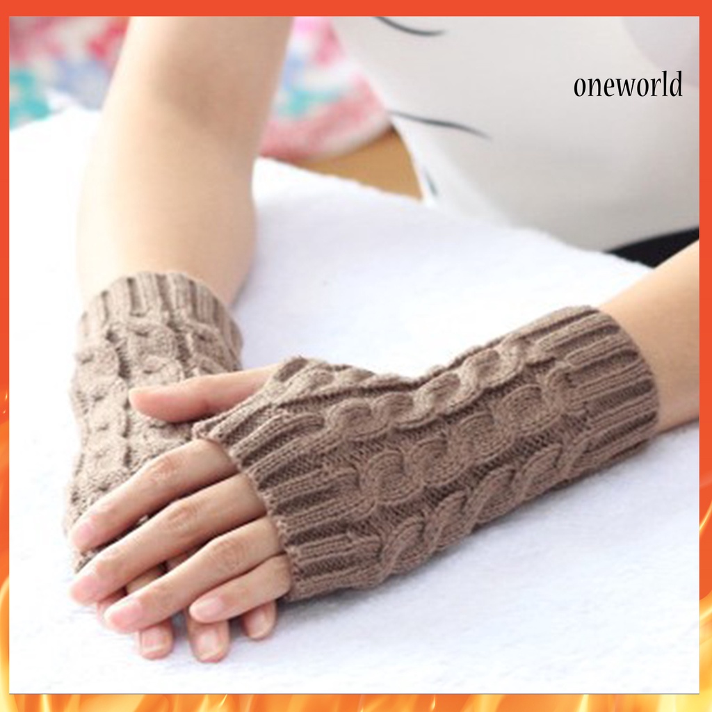 Găng Tay Len Hở Ngón Dày Dặn Giữ Ấm Mùa Đông Cho Nam Nữ