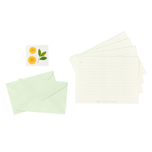 Bộ Phong Bì Giấy Viết Thư ARTBOX Hàn Quốc In Hình Hoa Màu Vàng