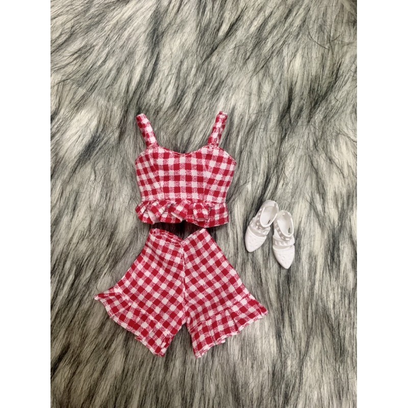 Set áo dây caro đỏ size xinyi,blythe,barbie
