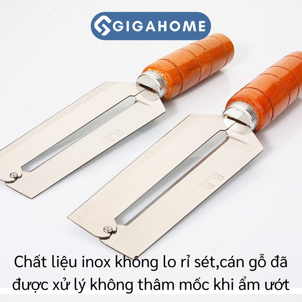 Dao 2 Lưỡi Gọt Vỏ Mía, Dứa GIGAHOME Có Cán Gỗ Tiện Lợi 9622