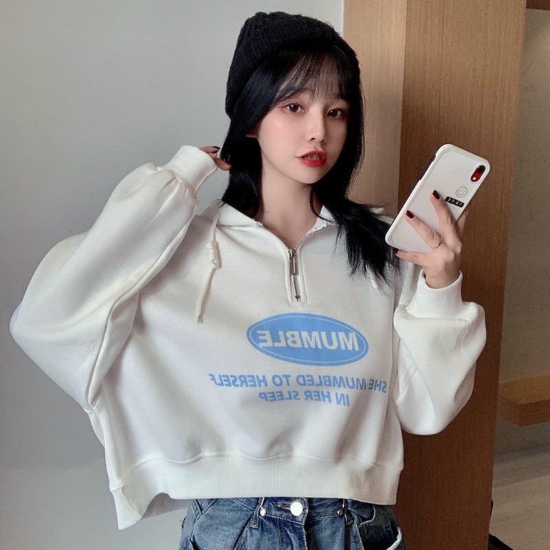 Áo hoodie dáng croptop salt casual (sẵn xanh) | BigBuy360 - bigbuy360.vn