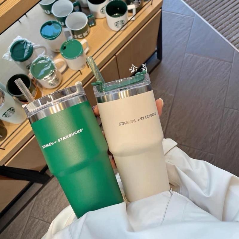 Ly Đựng Nước Giữ Nhiệt Thần Thánh Stanley Starbucks Cao Cấp Bằng Thép Không Gỉ An Toàn Sức Khỏe Kèm Ống Hút