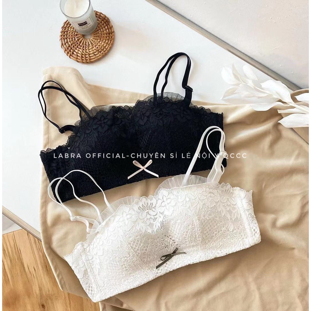 Áo cup ngực quây ngang không dây ren mềm mút 2cm nâng ngực chống tụt LABRA M08