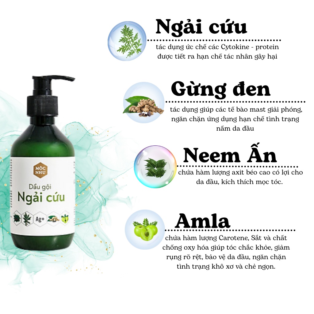 Dầu gội Ngải Cứu Mộc Nhu - giảm gàu ngứa - nấm da đầu dai dẳng - 300Ml -  Tặng Nạ - Dầu Gội | TheFaceHolic.com