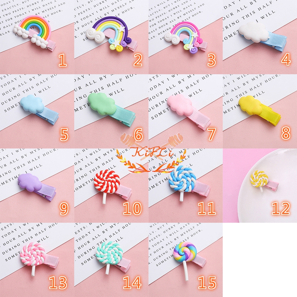 Kẹp Tóc Hình Nơ Màu Sắc Cầu Vồng Xinh Xắn Cho Bé Gái
