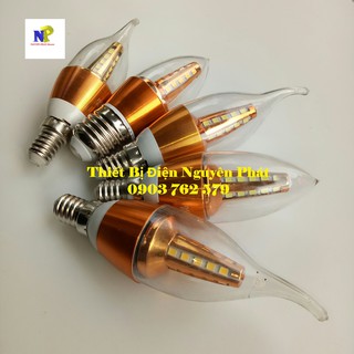 Bóng led nến ánh sáng trắng/sáng vàng đuôi e14-e27