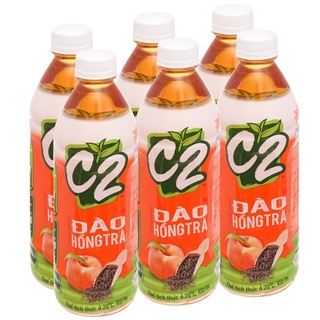 Lốc 6 chai trà xanh C2 hương đào hồng trà 455ml