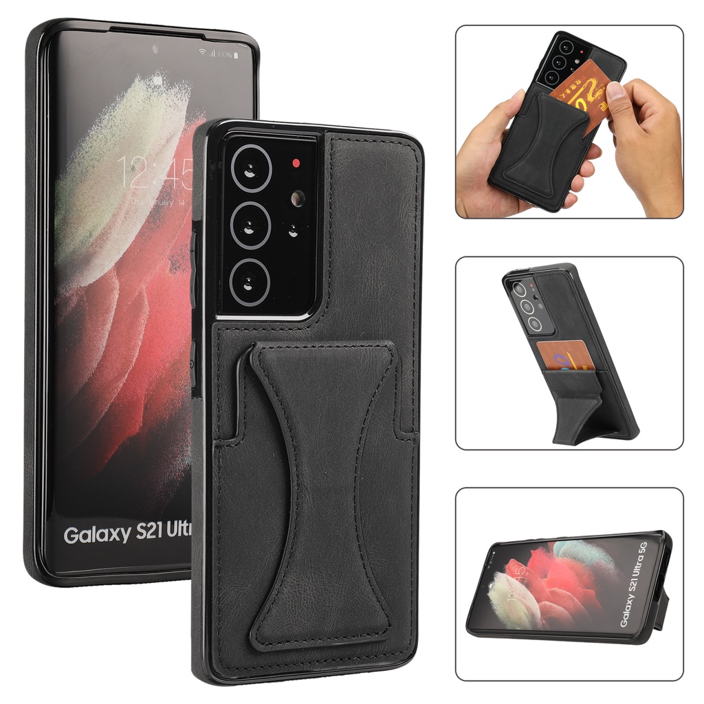 Bao Da Điện Thoại Từ Tính Có Ngăn Đựng Thẻ Cho samsung galaxy s21 ultra s23 s22 plus s20 fe note 20 ultra Ốp