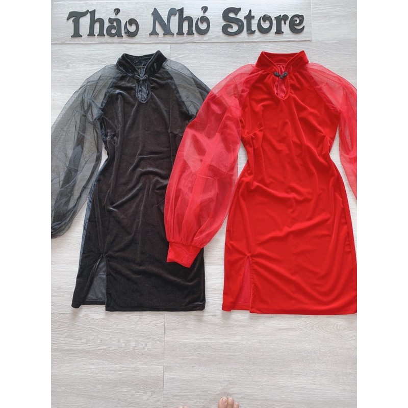 [Mã SKAMA06 giảm 8% tối đa 50K đơn 250K] váy sườn xám tay phồng | BigBuy360 - bigbuy360.vn