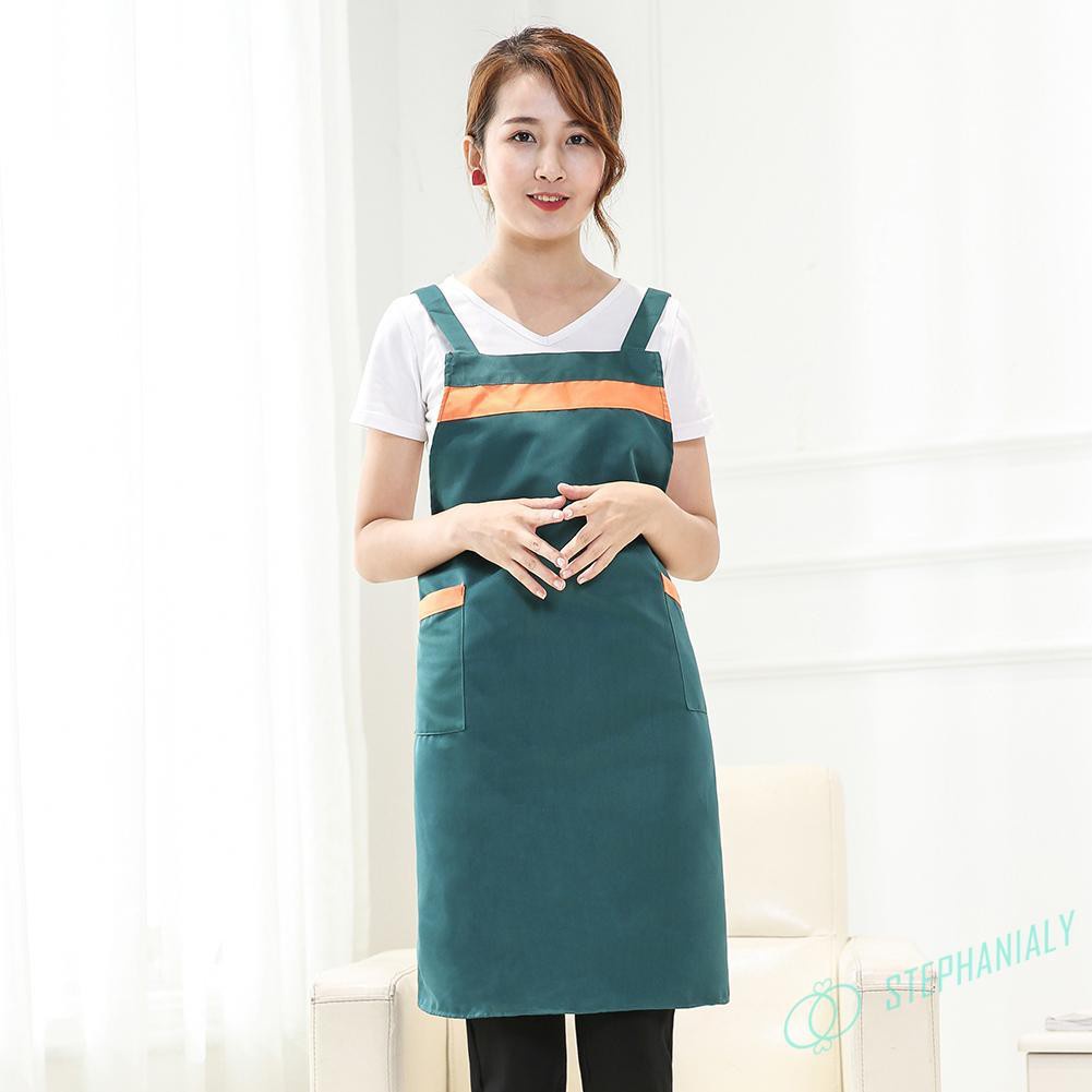 St Women Men Kitchen Cooking Apron with Pockets Chef Waiter Home Baking Dress