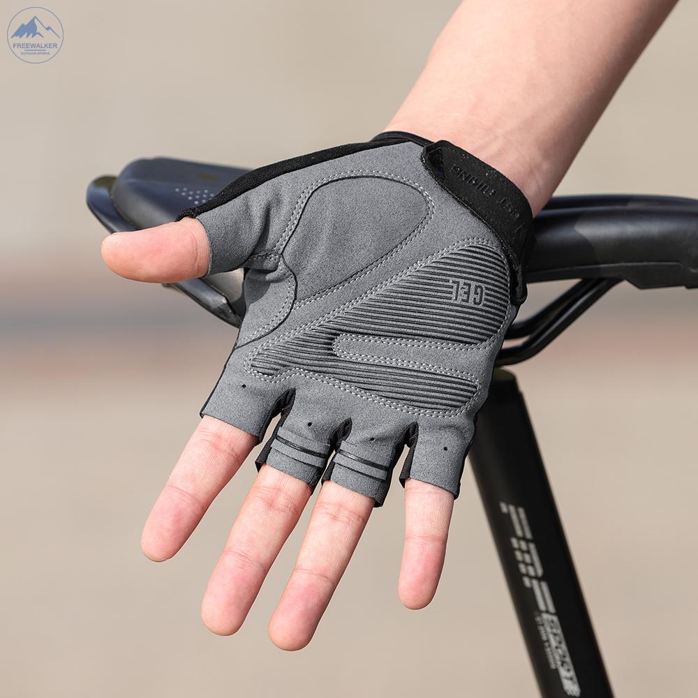 Găng Tay Hở Ngón Thấm Hút Thoáng Khí Chống Sốc Khi Đi Xe Đạp