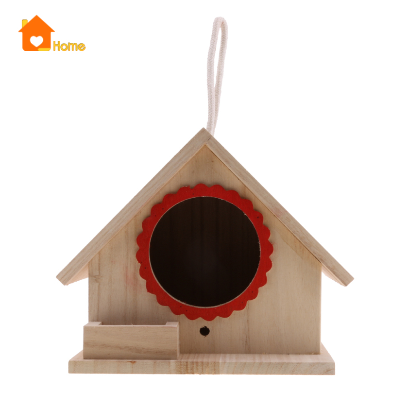 [Love_Home]Wooden Wild Bird Nest Box Nesting Feeding Feeder Station House &Stick Yard L