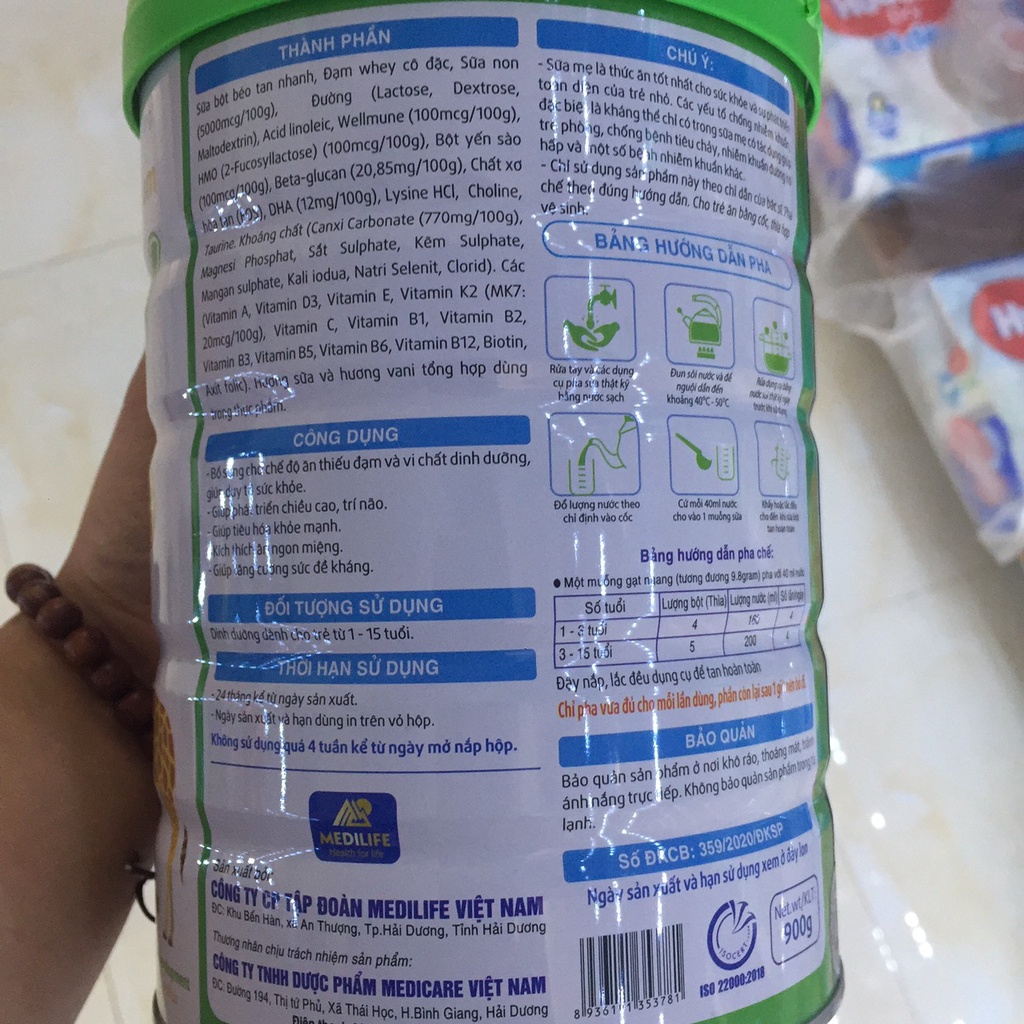 Hộp Sữa bột WENKID Hộp Thiếc 900g - Bổ Sung Dinh Dưỡng, Tăng Chiều Cao, Cân Nặng Cho Bé