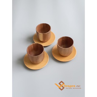 Chén nhỏ uống rượu bằng gỗ keo đẹp mắt 6 x 6 cm