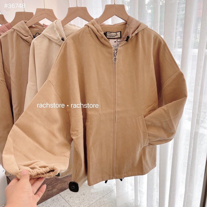 [RÁCH STORE] Áo Khoác Nhung Trơn Túi Chéo Tay Phồng