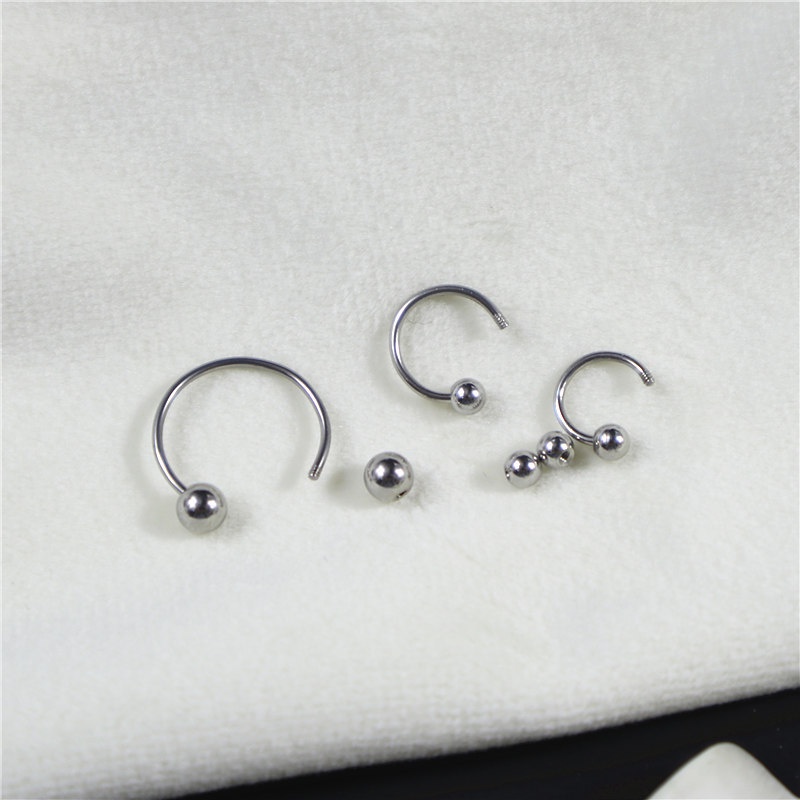Đôi bông tai hình viên bi tròn bằng thép không gỉ thời trang đường phố unisex