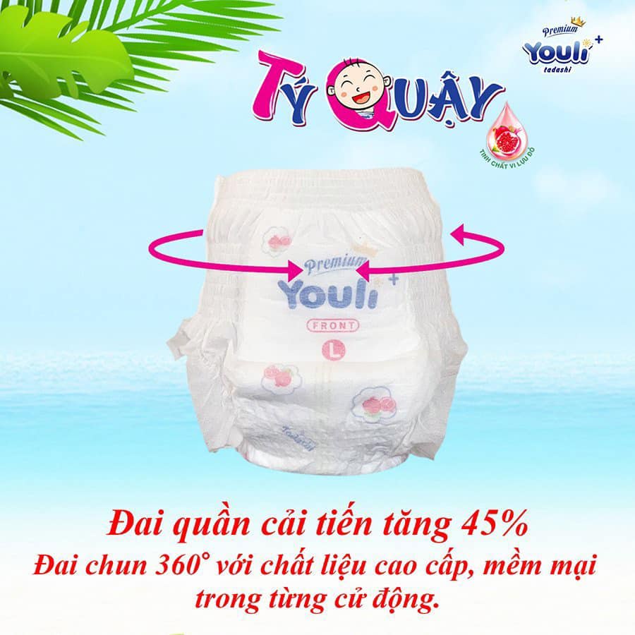 [GIÁ ƯU ĐÃI] Bỉm Youli Tadashi Tý Quậy Mẫu Mới - Bỉm dán/quần S72/M66/L60/XL54/XXL50/XXXL46