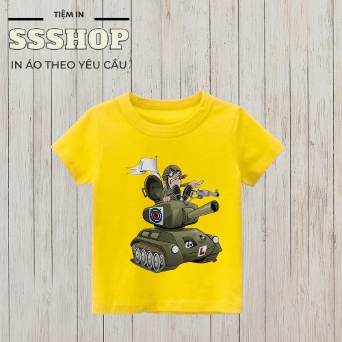 Áo thun bé trai và bé gái in hình hoạt hình Xe Tăng, chất liệu cotton thoáng mát, hình in PET rất đẹp SSSHOP 01