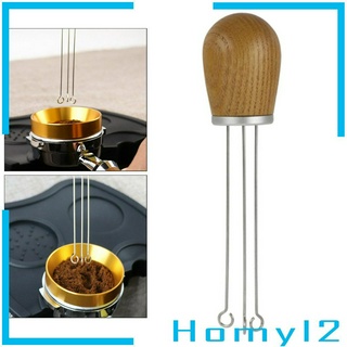 Stainless Steel Coffee Tamper Leveler Needle Type Tool Black ash wood
