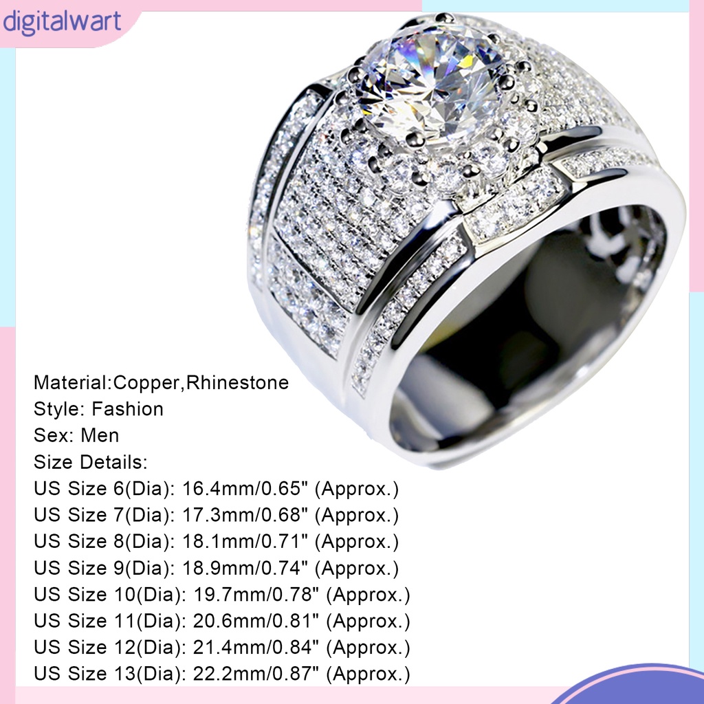 Nhẫn mạ bạc đính đá kim cương thời trang cho nam