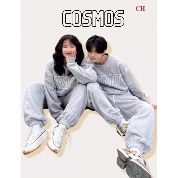 Sét Bộ nỉ thu đông nam nữ Sweater dài tay Sum Basic Nỉ cotton Ulzzang tay bồng + quần Bom Chun ống unisex freesize