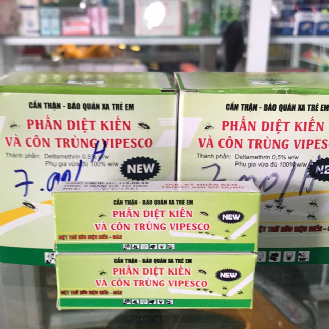 Phấn kiến diệt kiến và diệt côn trùng vipesco - phấn vẽ kiến (hộp 2 cây) - nhà thuốc tây mỹ kim