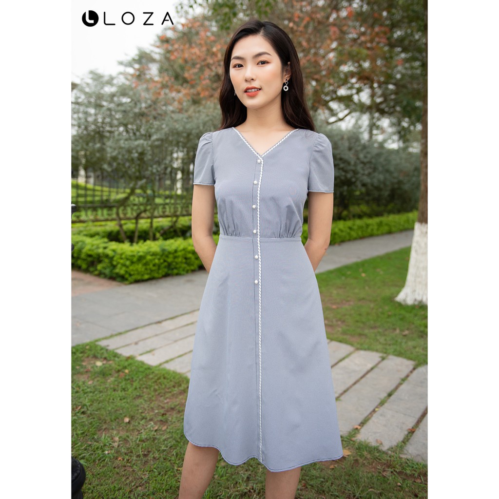 Đầm kẻ nhí đính ngọc LOZA - LD2426GH