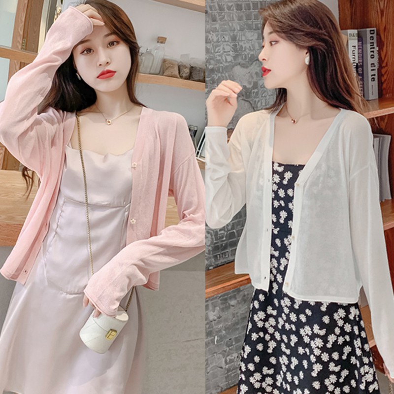 Áo khoác cardigan dệt kim chống nắng thời trang Hàn Quốc ngọt ngào cho nữ | BigBuy360 - bigbuy360.vn