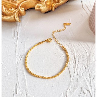 TT5556 - Lắc tay titan dây xoắn xù (trắng/vàng/vàng hồng) - Cam kết không đen