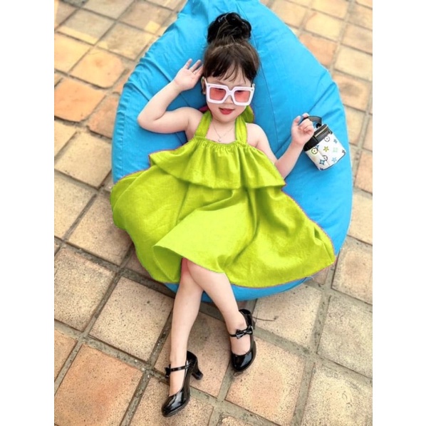 Váy dầm 2 dây chun ngực cho bé gái 8-20kg