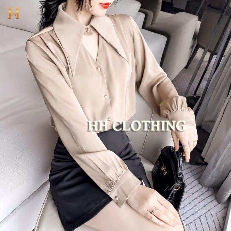 Áo sơ mi cổ nhọn, chân váy đuôi cá - HH Clothing
