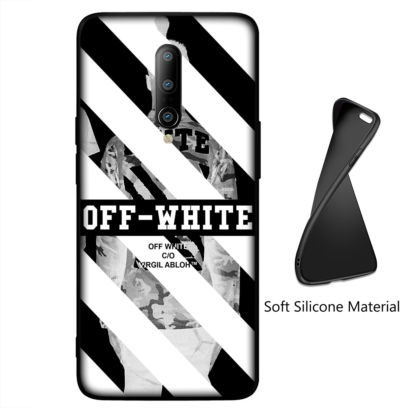 Samsung Galaxy A9 A8 A7 A6 Plus J8 2018 + A21S A70 M20 A6+ A8+ 6Plus Phone Case Soft Silicone Casing B68 Off White logo