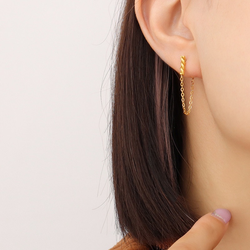 Bông Tai Dây Tua Rua Cá Tính Titan Ko Han Rỉ TT 4019