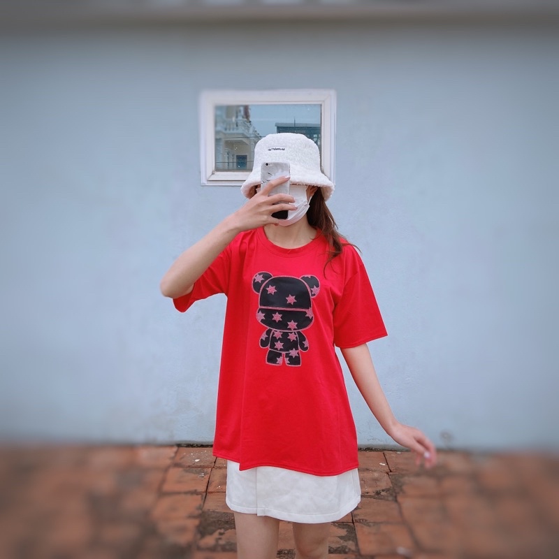 Áo thun tay ngắn dáng rộng tay lỡ Áo phông nữ in người máy