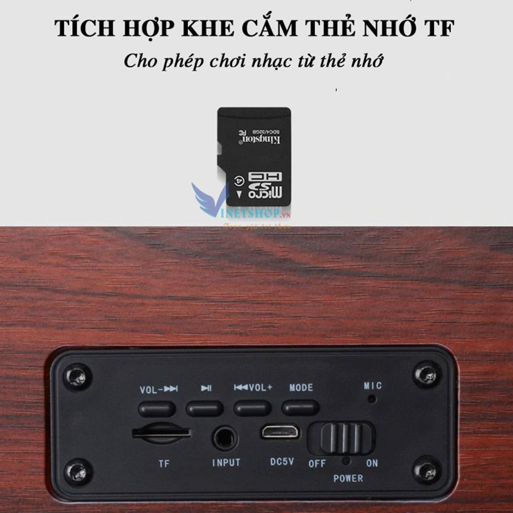 Loa bluetooth gỗ thiên nhiên 4 loa mang lại trải nghiệm âm thanh sống động bảo hành 12 tháng ILEPO W8 -dc3717