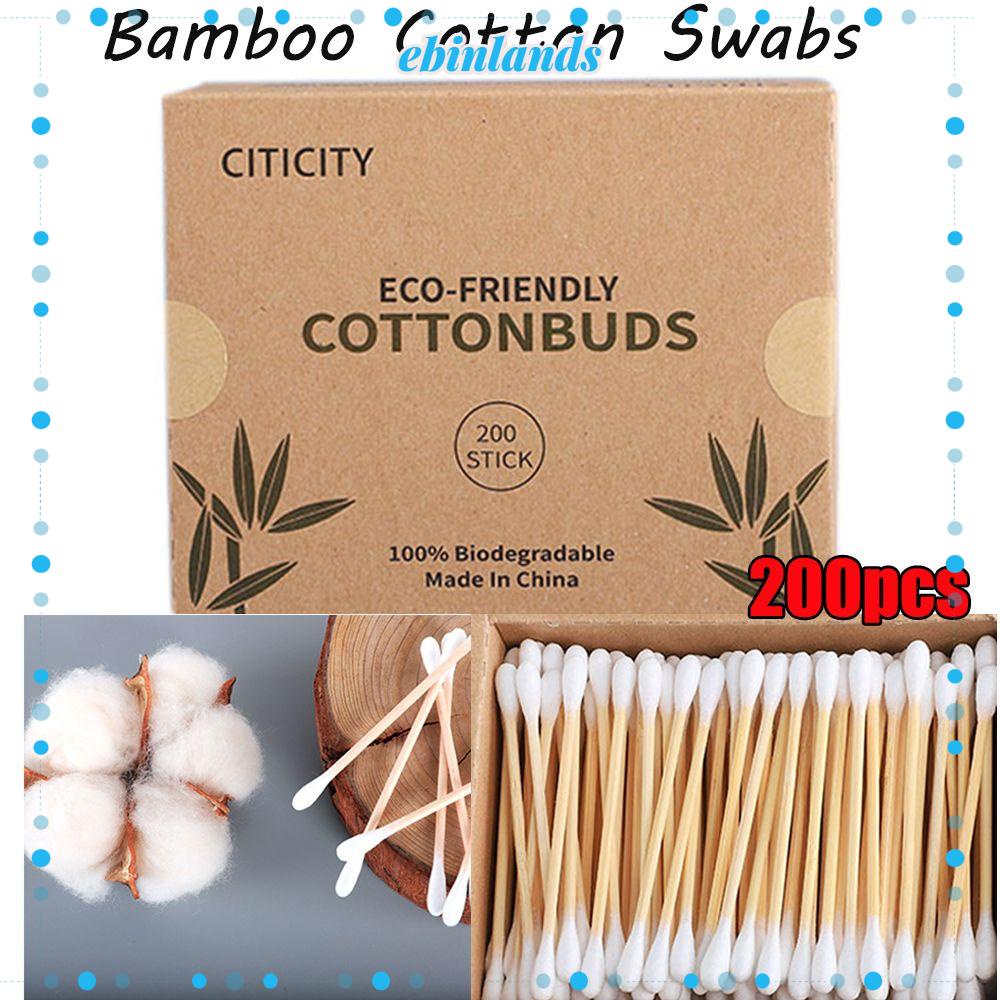 [Hàng mới về] 200 cây/ hộp tăm bông hai đầu bằng bông tự nhiên có thể phân hủy sinh học thân thiện với môi trường