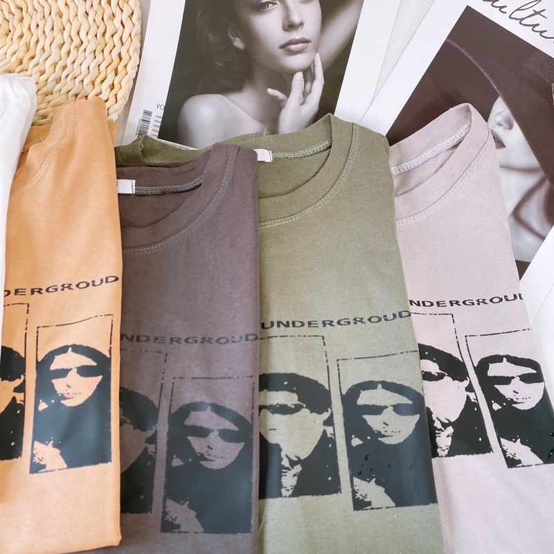 Áo phông 3158, áo thun tay lỡ form rộng chất cotton in hình kính đen